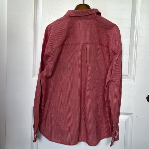 Vtg CHRISTMAS holiday Karen Scott button down shirt top red gingham embroidered - Picture 7 of 7